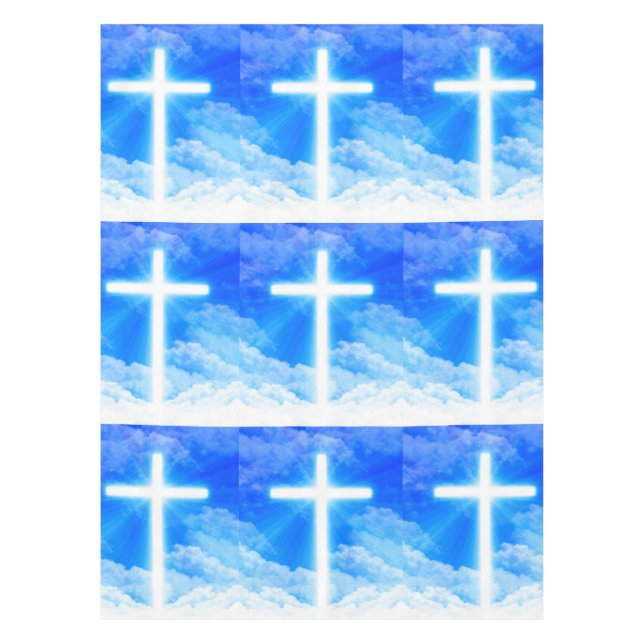 Cross of Light Jesus Christ Customizable Christian Tablecloth (Front)