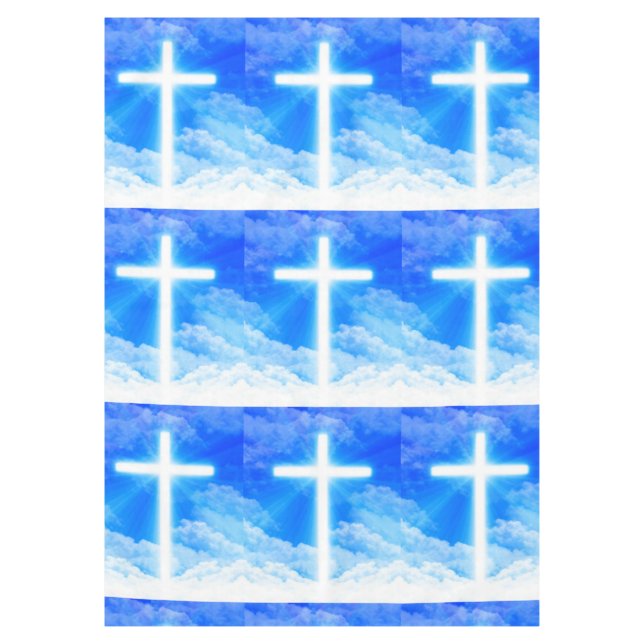 Cross of Light Jesus Christ Customizable Christian Tablecloth (Front)