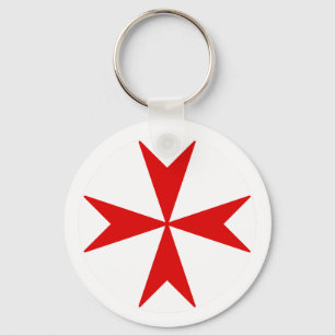 Cross Of Malta v2 (red on white) Key Ring