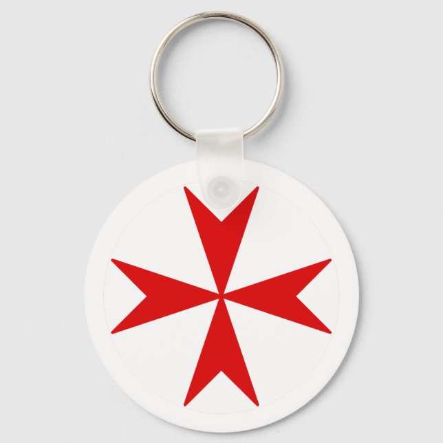 Cross Of Malta v2 (red on white) Key Ring (Front)