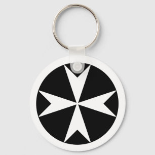 Cross Of Malta v2 (white on black) Key Ring