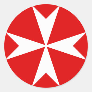 Cross Of Malta v2 (white on red) Classic Round Sticker