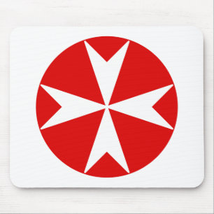 Cross Of Malta v2 (white on red) Mouse Mat