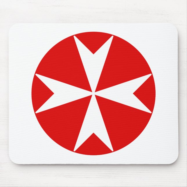 Cross Of Malta v2 (white on red) Mouse Mat (Front)