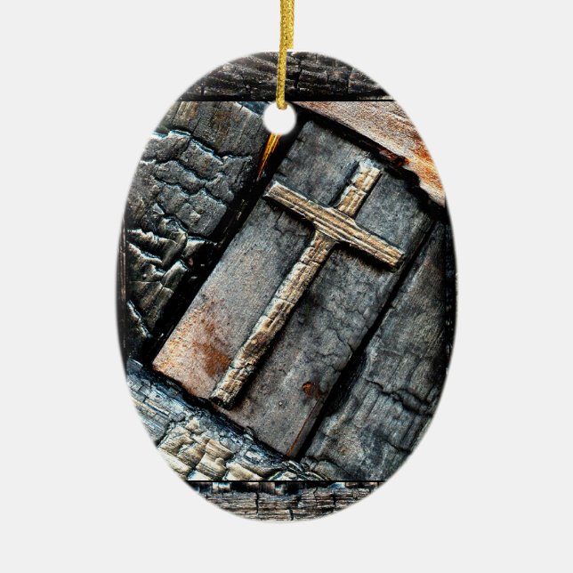 Cross of Protection Ceramic Tree Decoration (Front)
