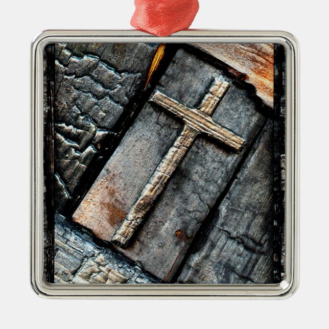 Cross of Protection Metal Tree Decoration (Front)