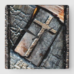 Cross of Protection Square Wall Clock