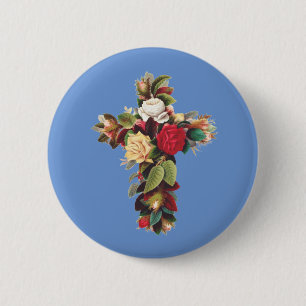 Cross of Roses The Rosicrucian Rose Cross Symbol 6 Cm Round Badge