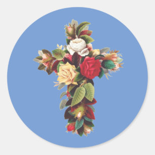 Cross of Roses The Rosicrucian Rose Cross Symbol Classic Round Sticker