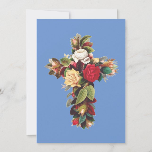 Cross of Roses The Rosicrucian Rose Cross Symbol Holiday Card (Front)
