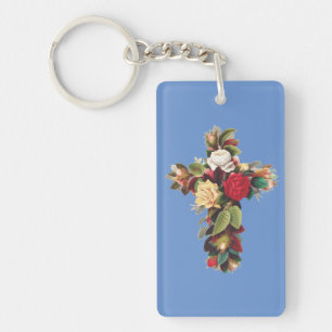 Cross of Roses The Rosicrucian Rose Cross Symbol Key Ring