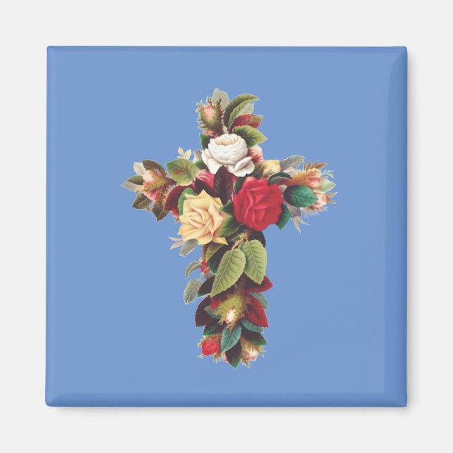 Cross of Roses The Rosicrucian Rose Cross Symbol Magnet (Front)