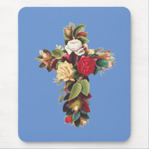 Cross of Roses The Rosicrucian Rose Cross Symbol Mouse Mat