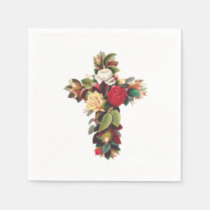 Cross of Roses The Rosicrucian Rose Cross Symbol Napkin