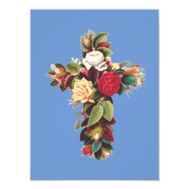 Cross of Roses The Rosicrucian Rose Cross Symbol Photo Print (Front)