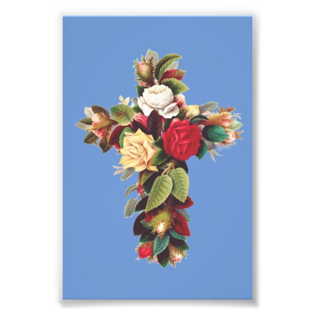 Cross of Roses The Rosicrucian Rose Cross Symbol Photo Print (Front)