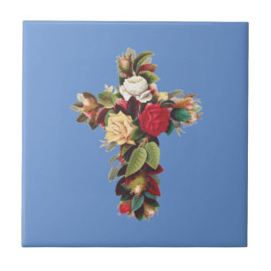 Cross of Roses The Rosicrucian Rose Cross Symbol Tile