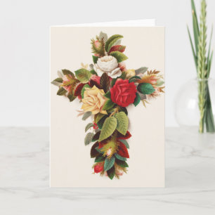 Cross of roses, Victorian era illustration Card