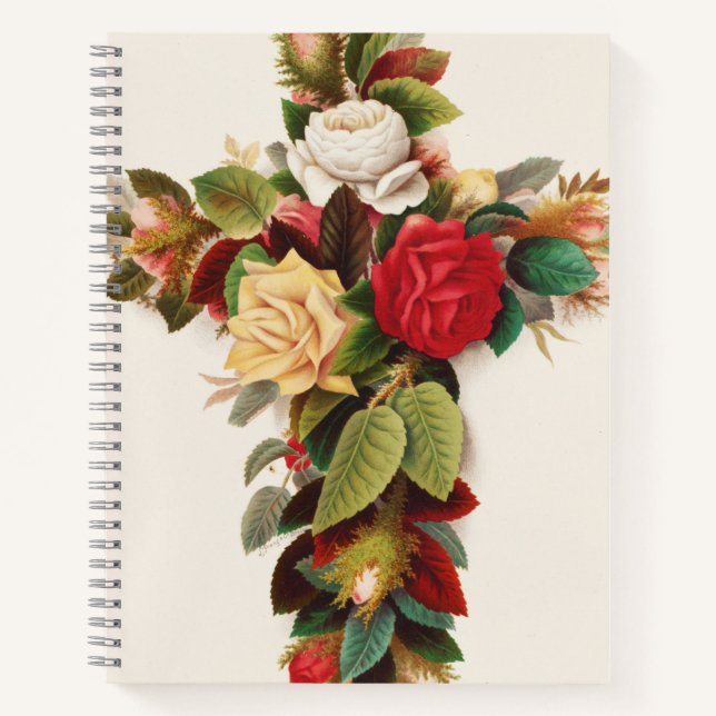 Cross of roses, Victorian era illustration Notebook (Front)
