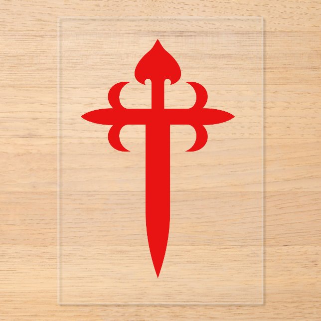 Cross of Saint James The Red Sword‑Shaped Emblem Acrylic Invitations (Front)