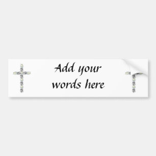 Cross of Silver and White Roses Bumper Sticker