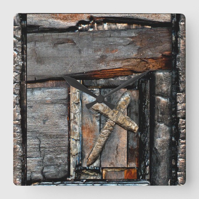 Cross of Strength Square Wall Clock (Front)