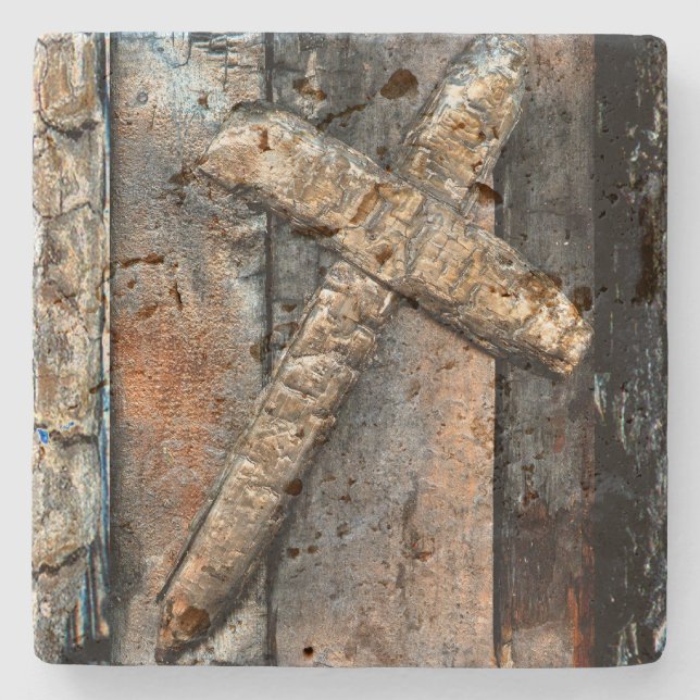 Cross of Strength Stone Coaster (Front)