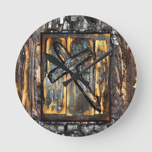Cross of The Apocalypse Round Clock (Front)