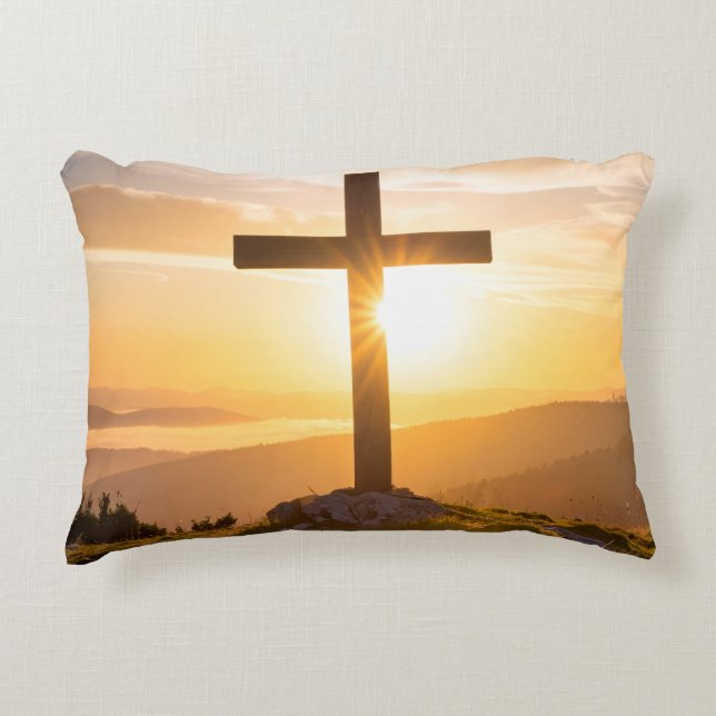 Cross on a hill decorative cushion (Front)