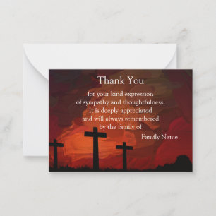 Cross On Abstract Background Thank You Card