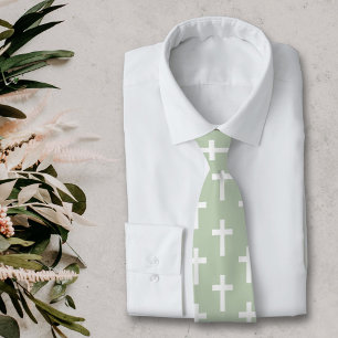 Cross on Green Neck Tie