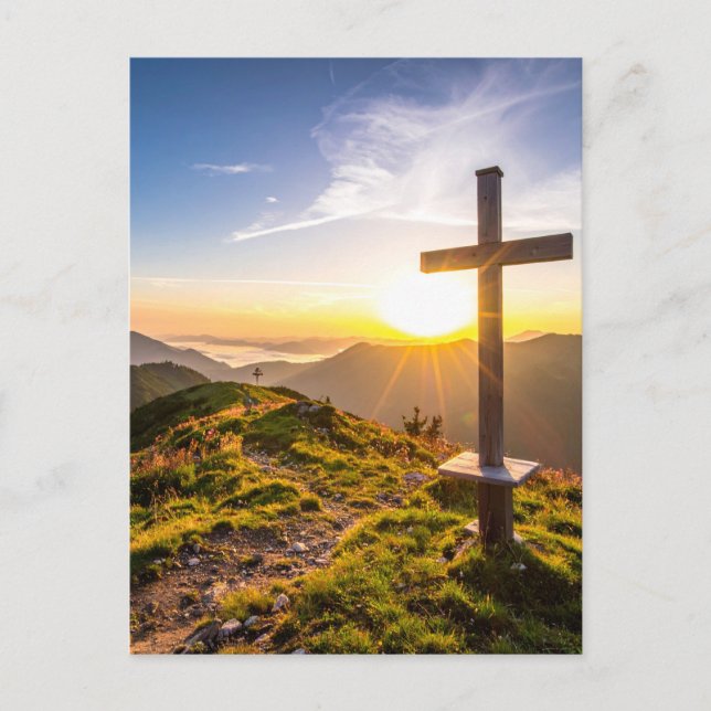 Cross on hill holiday postcard (Front)