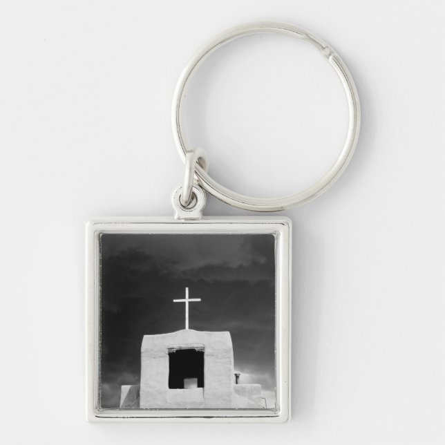 Cross on oldest church, San Miguel, Santa Fe, Key Ring (Front)