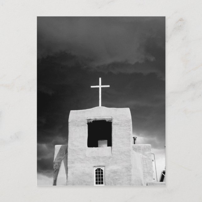 Cross on oldest church, San Miguel, Santa Fe, Postcard (Front)