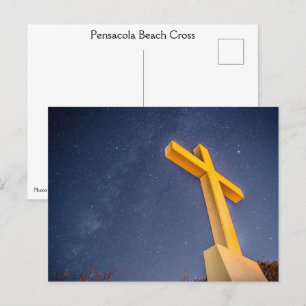 Cross on Pensacola Beach with Milky way  Postcard
