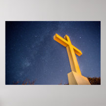 Cross on Pensacola Beach with Milky Way  