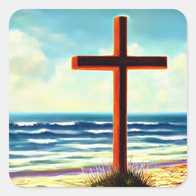 Cross on the Beach Sticker (Front)