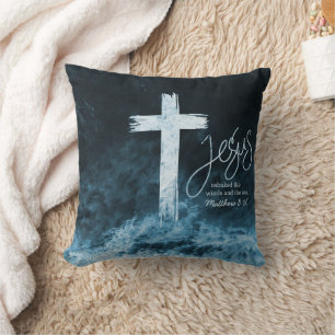 Cross on Water Scripture Double Sided Cushion