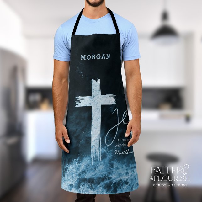 Cross on Water Scripture Personalised Apron (Creator Uploaded)