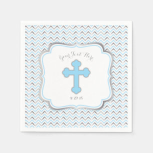 Cross Paper Napkins-Blue & Silver Napkin