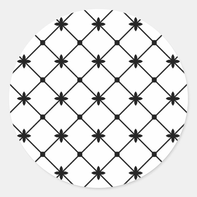 Cross Pattern Black and White Classic Round Sticker (Front)