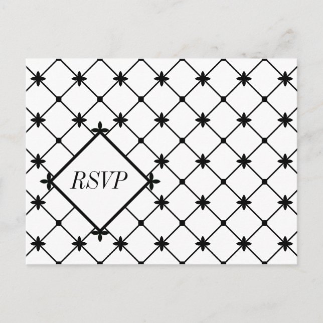 Cross Pattern RSVP Black White Crosses Postcards (Front)