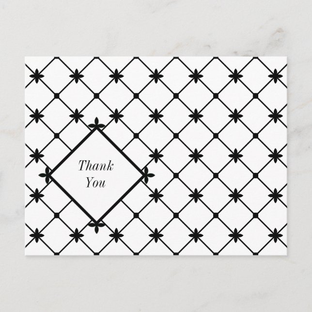 Cross Pattern Thank You Black White Postcards (Front)