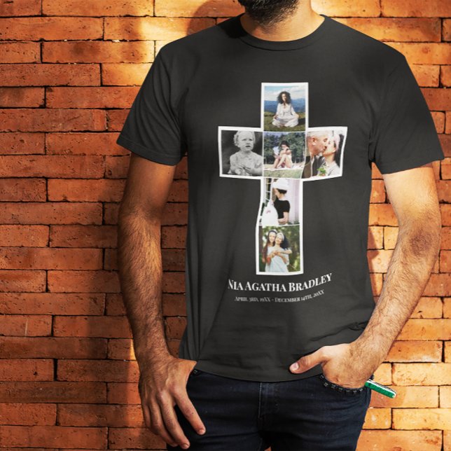Cross Photo Collage Memorial T-Shirt (Creator Uploaded)