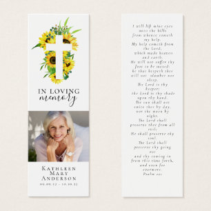 Cross Photo Memorial Funeral Prayer Bookmark