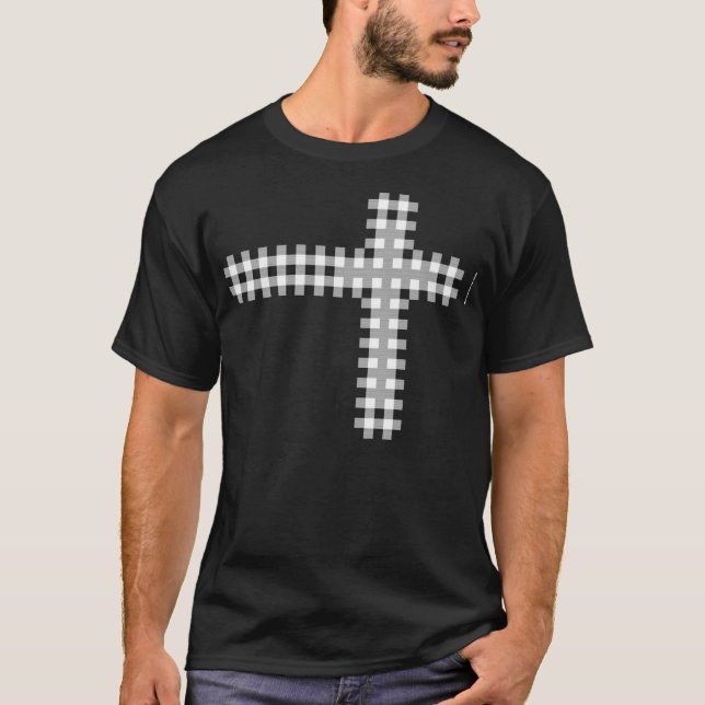 Cross Plaid White T-Shirt (Front)