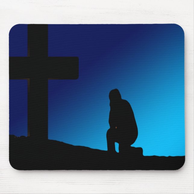 Cross Prayer Banner Mouse Mat (Front)