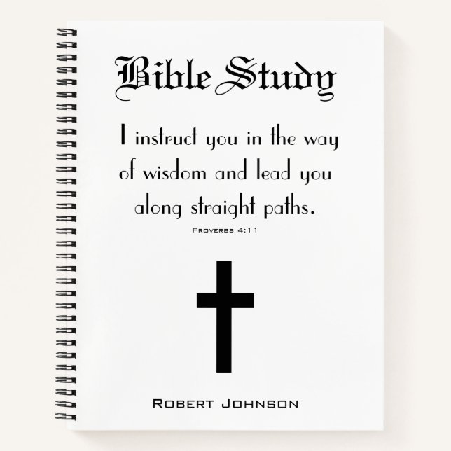 Cross & Proverb Christian Bible Study Notebook (Front)