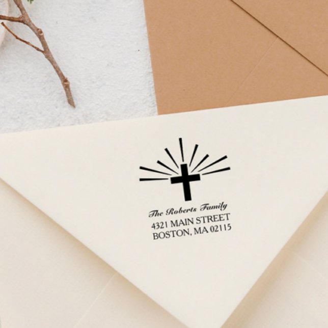 Cross & Rays - Name & Address Self-inking Stamp (Creator Uploaded)
