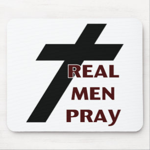 Cross - Real Men Pray Mouse Mat